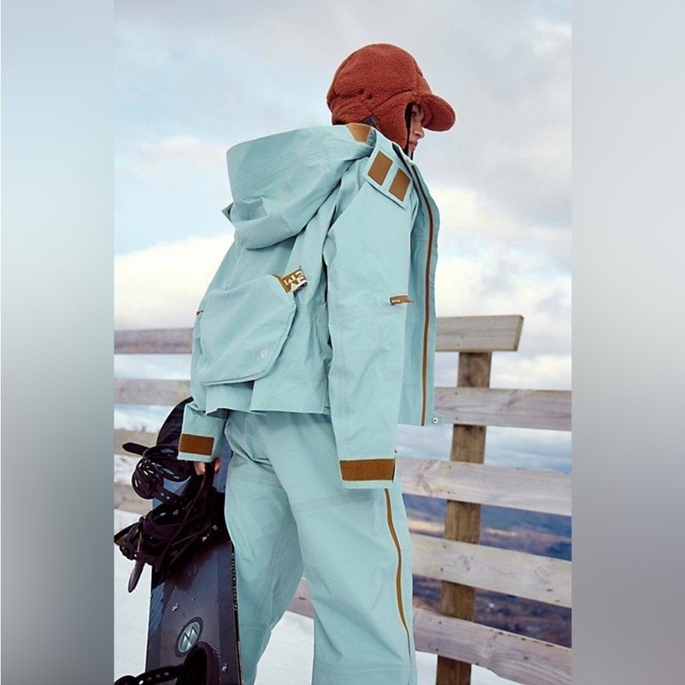 Free People Light Blue and Rust Ski Jacket